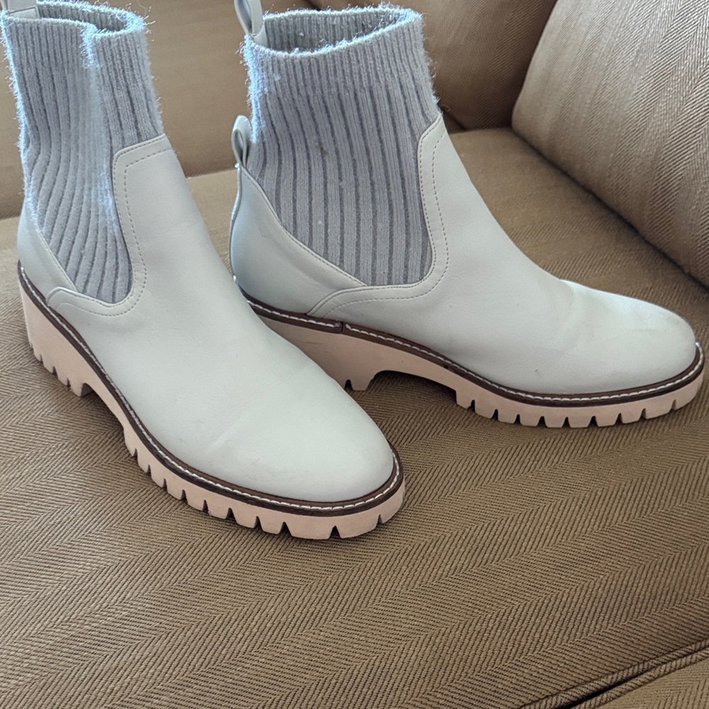 Coconuts by Matisse Cream Ankle Boots with Gray Ribbed Detail - Picture 6 of 6